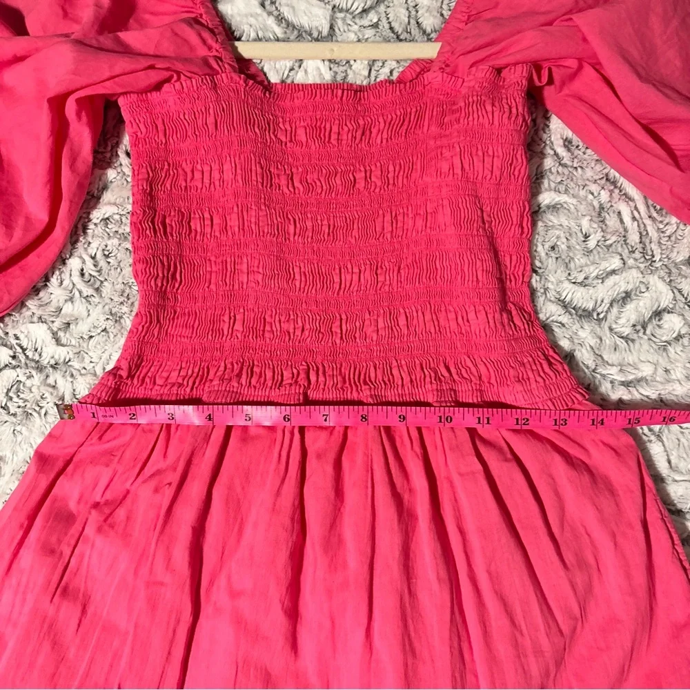 XiRENA 100% Cotton Vibrant Pink Long Sleeve Dress